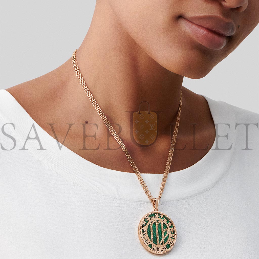 V*N CL*F arpels zodiaque long necklace virginis (virgo) - rose gold, malachite  vcarp9rb00